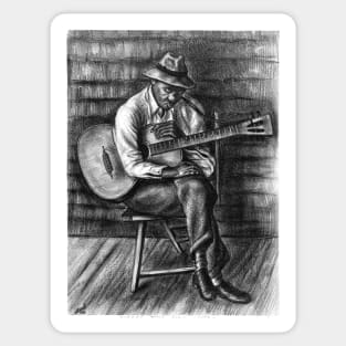 Sleepy Time Down South, Bluesman & Guitar 1941 by Saul Kovner Sticker